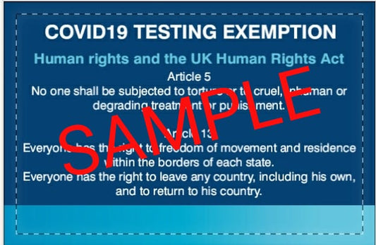 Human Rights Act Card - Flight/Travel Card and Vaccination Exemption Card (x3 Cards)